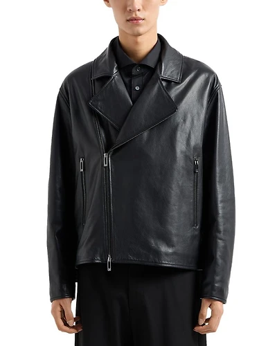 Asymmetrical Leather Biker Jacket