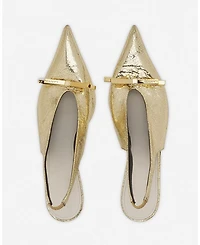 Women's Bow Slingback Pumps Crackled Metallic Leather