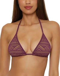 Color Play Crochet Triangle Bikini Top