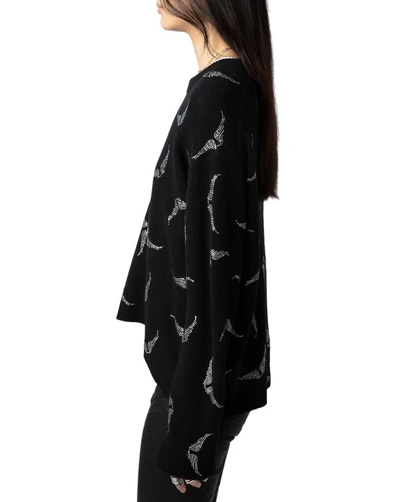 Cashmere Diamante Wings Sweater