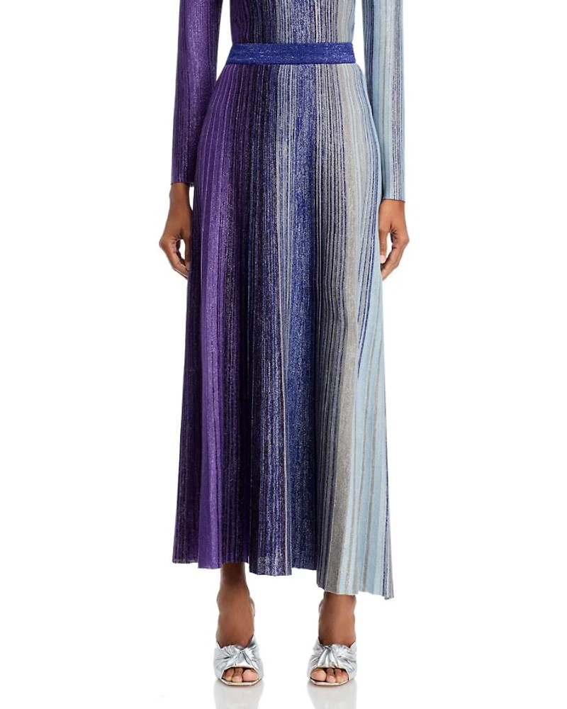 Flared Shimmer Knit Maxi Skirt