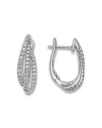 Diamond Pavé Cut Geometric Spiral Hoop Earrings in 14K White Gold, 1.75 tcw