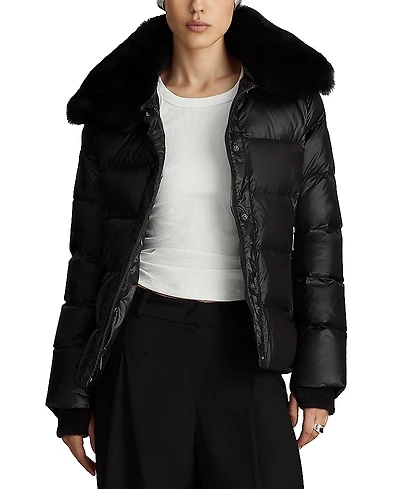 Dawn Levy Vera Shearling Trim Down Coat