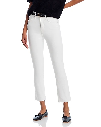 Veronica Beard Carly Raw Hem High Rise Kick Flare Cropped Jeans