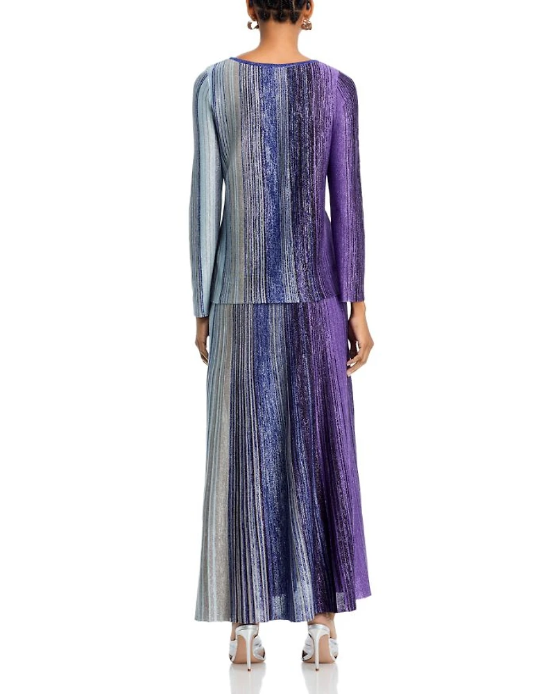 Flared Shimmer Knit Maxi Skirt