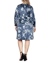 Plus Faux Wrap Satin Dress