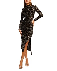 Eveline Burnout Cat Print Dress