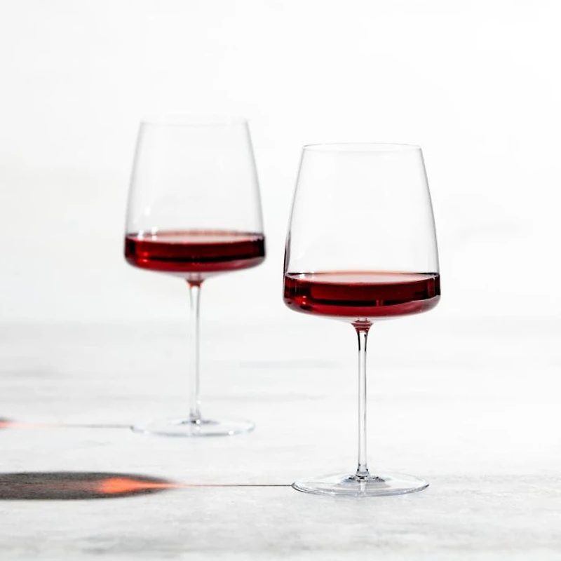 Handmade Simplify Burgundy Glass, Set of 2