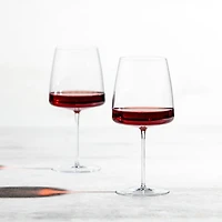 Handmade Simplify Burgundy Glass, Set of 2
