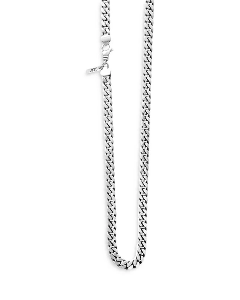 Men's Sterling Silver Flat Curb Link Chain, 24"