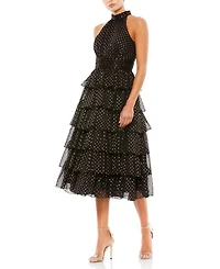 Layered Polka Dot Halter Cocktail Dress