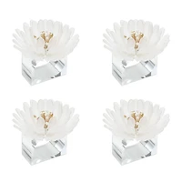 Cosmos Napkin Ring in White & Gold, Set of 4