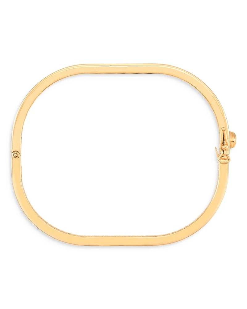 14K Yellow Gold Cushion Hinged Bangle Bracelet