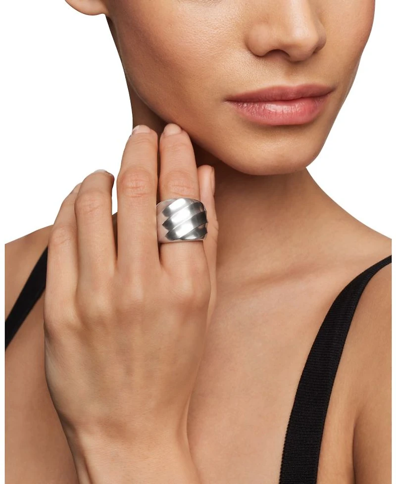 Sterling Silver Cable Edge Saddle Ring