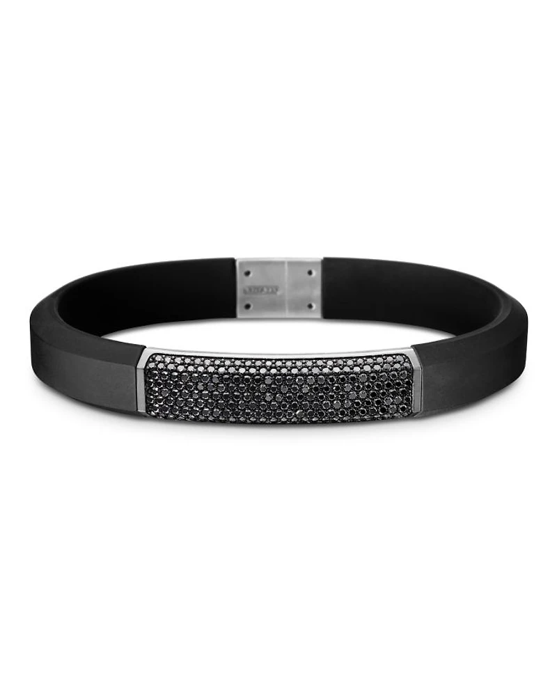 Men's Sterling Silver Streamline® Black Diamond Pavé Black Rubber Bracelet