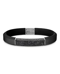 Men's Sterling Silver Streamline® Black Diamond Pavé Black Rubber Bracelet