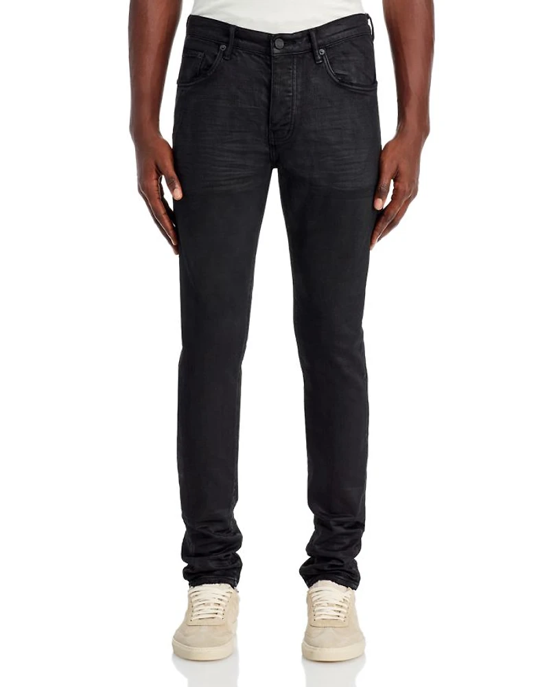 3-D Resin Skinny Fit Jeans Black Repair