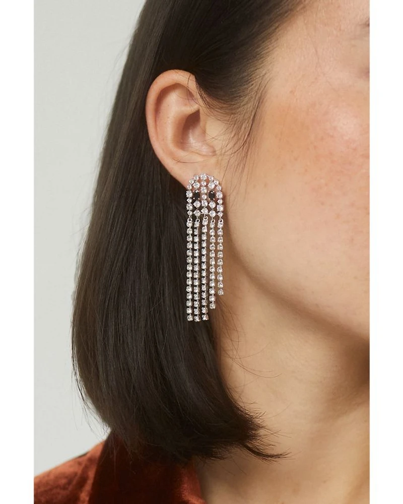 Haunt Couture Cubic Zirconia Ghost Fringe Drop Earrings