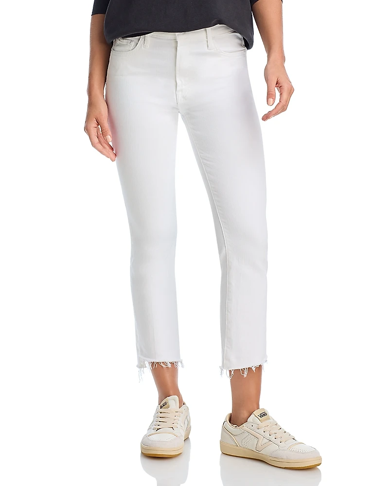 Mother Petites Lil Insider Mid Rise Crop Step Fray Jeans