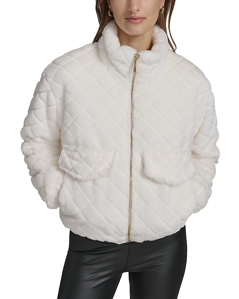 Marc New York Quilted Faux Fur Bomber Jacket