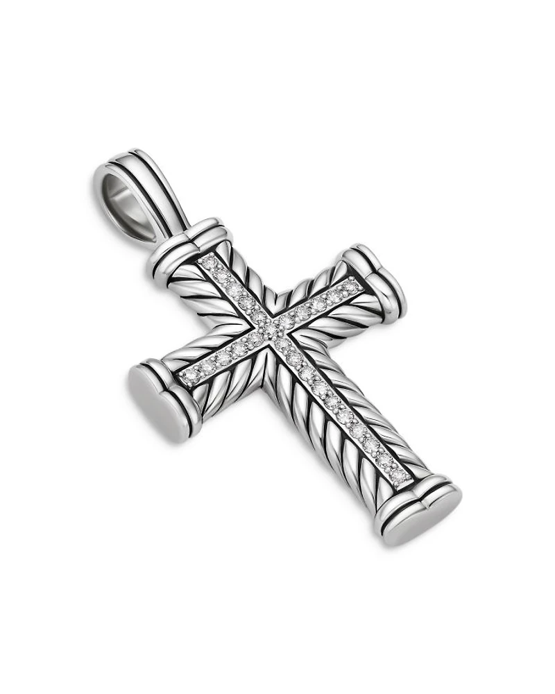 Chevron Cross Pendant in Sterling Silver, 41.5mm