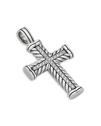 Chevron Cross Pendant in Sterling Silver, 41.5mm