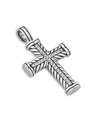 Chevron Cross Pendant in Sterling Silver, 41.5mm