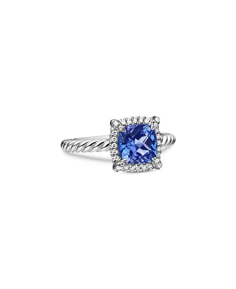 18K White Gold Petite Chatelaine® Tanzanite & Diamond Ring