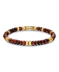 David Yurman Men's 18K Yellow Gold Spiritual Beads Red Tigers Eye Bead Bracelet