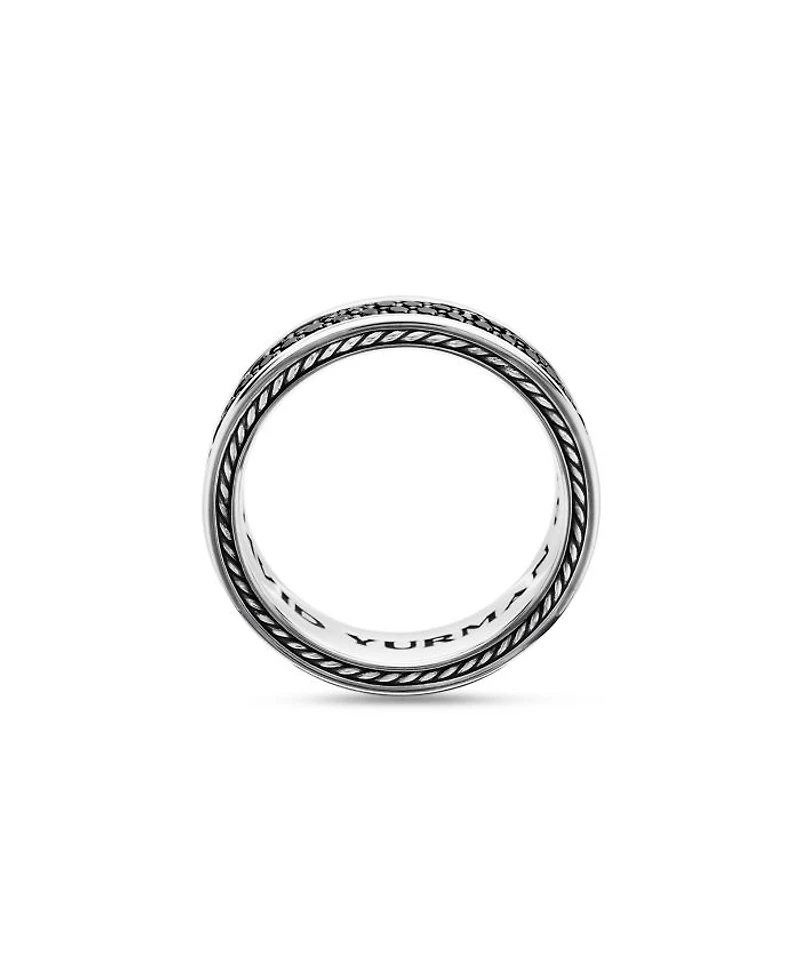 Men's Streamline® Two Row Band Ring Sterling Silver with Black Diamonds, 6.5mm