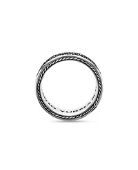 Men's Streamline® Two Row Band Ring Sterling Silver with Black Diamonds, 6.5mm