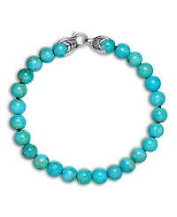 Men's Spiritual Beads Bracelet Sterling Silver with Turquoise, 8mm