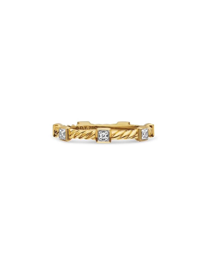 Cable Collectibles® Stations Stack Ring 18K Yellow Gold with Diamonds, 2mm