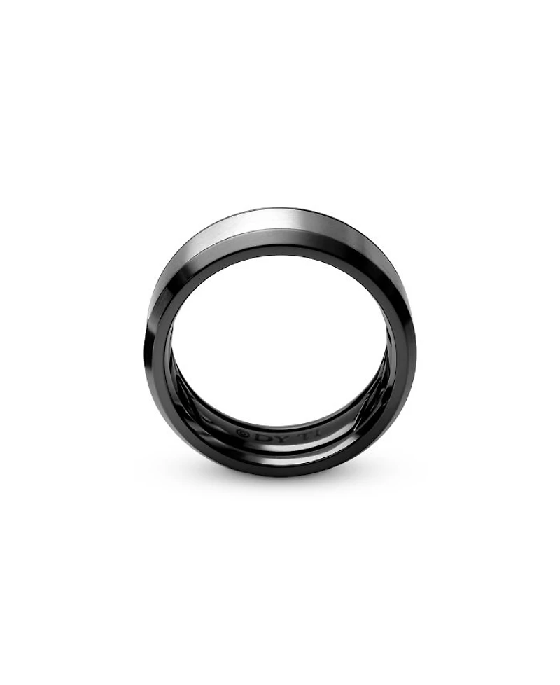 Men's Black & Gray Titanium 8.5mm Beveled Band