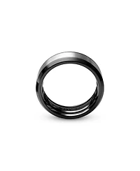 Men's Black & Gray Titanium 8.5mm Beveled Band