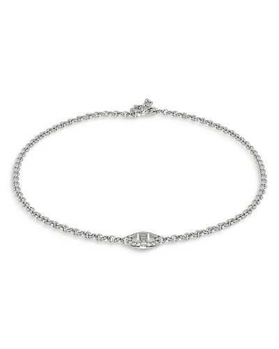 18K White Gold Micro Chain Necklace with Diamonds, 0.93 tcw