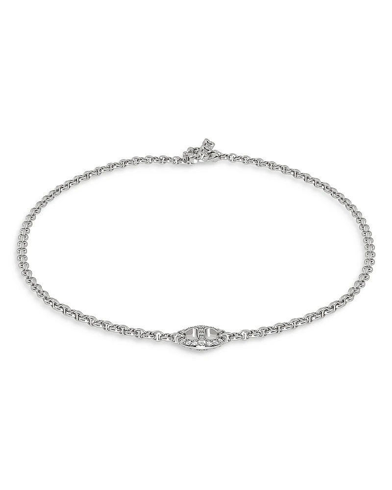Hoorsenbuhs 18K White Gold Micro Chain Necklace with Diamonds, 0.93 tcw