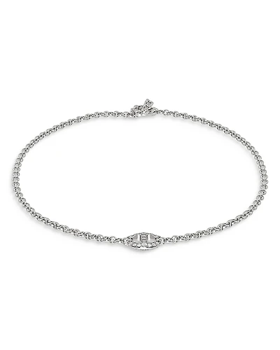 Hoorsenbuhs 18K White Gold Micro Chain Necklace with Diamonds, 0.93 tcw