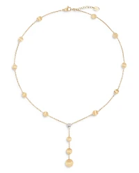 Marco Bicego 18K White & Yellow Gold Africa Diamond Cluster & Textured Bead Lariat Necklace, 16.5-18