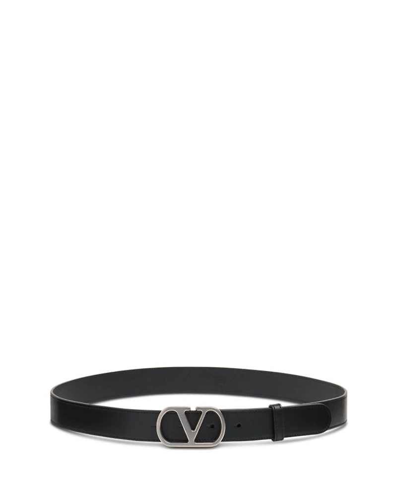 Men's Logo Buckle Leather Belt