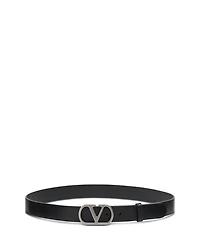 Men's Logo Buckle Leather Belt