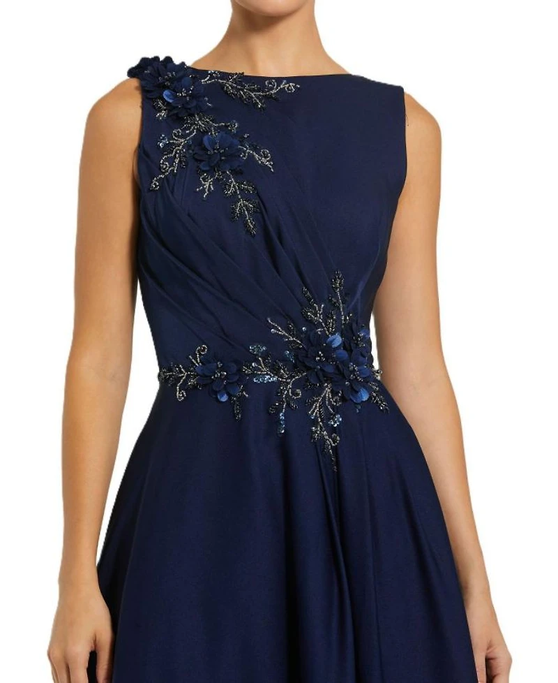 Appliqued Sleeveless A Line Gown