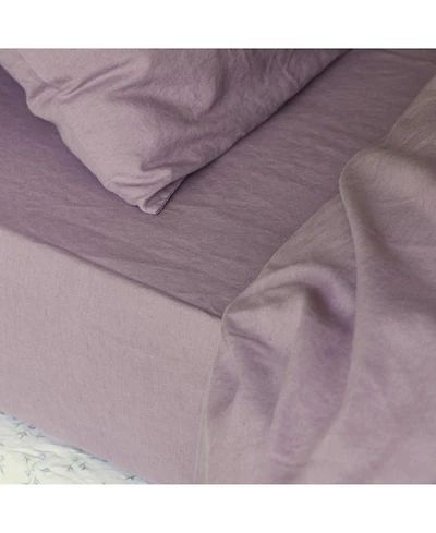Linen Blend Fitted Sheet, Queen