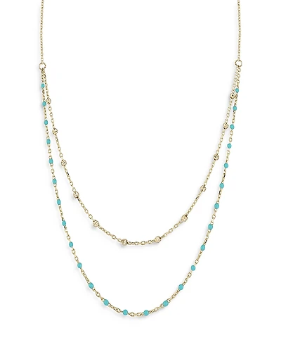 Moon & Meadow 14K Yellow Gold Blue Bead Layered Necklace, 16-18