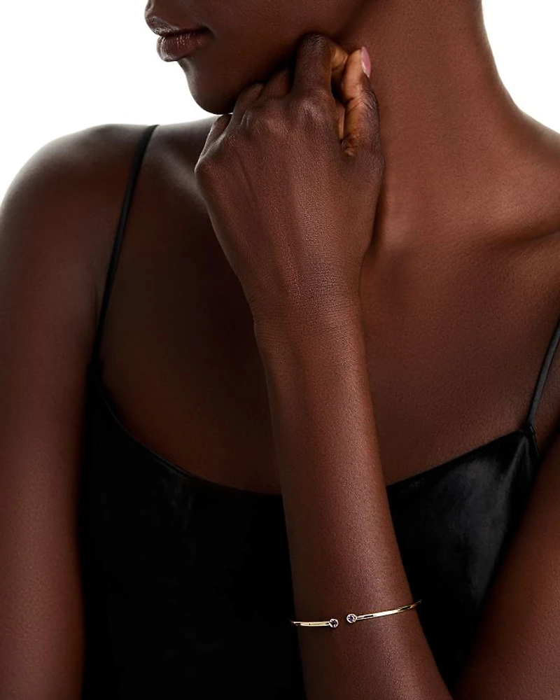 14K Yellow Gold Amethyst Cuff Bangle Bracelet