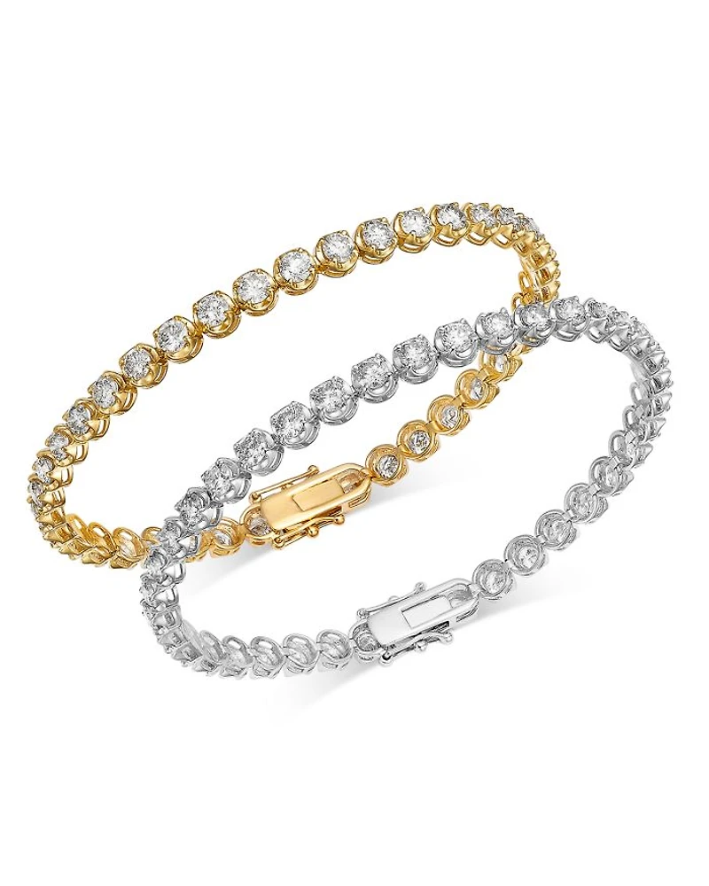 Crown Set Diamond Tennis Bracelet 14K Gold, 6.0 tcw