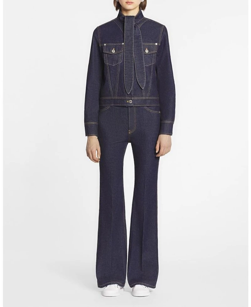 Ascot Collar Jacket Denim