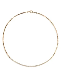 18K Rose Gold Diamond Curved Bar Necklace, 15"