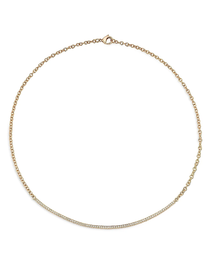 Walters Faith 18K Rose Gold Diamond Curved Bar Necklace, 15