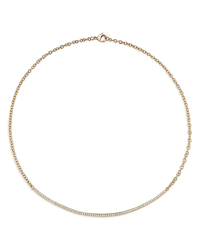 Walters Faith 18K Rose Gold Diamond Curved Bar Necklace, 15